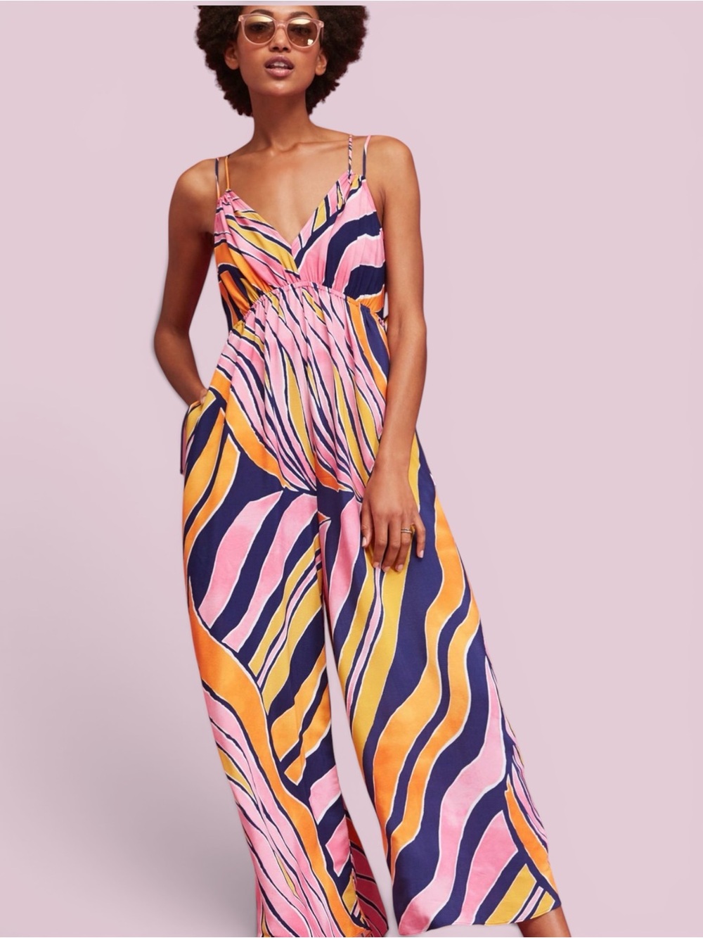 Maeve Anthropologie Finley Wide Leg Jumpsuit Dopamine Dressing Size 8
